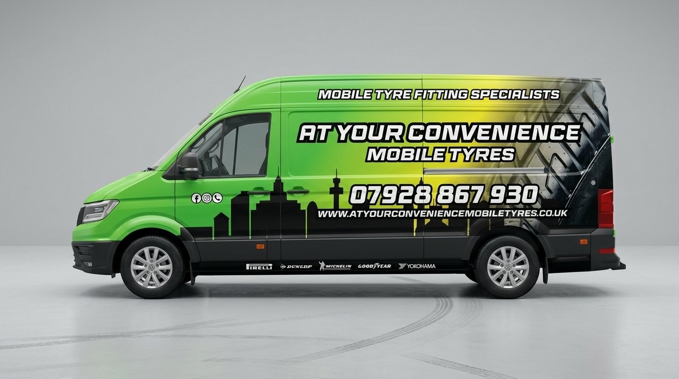 Side profile of the At Your Convenience Mobile Tyres fitting van